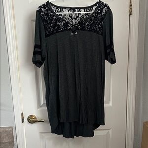 Torrid Charcoal Lace Detail Blouse